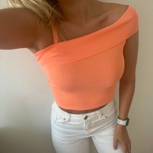 Coral one shoulder going out top